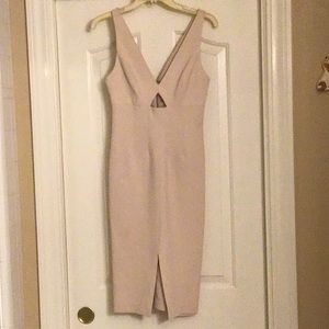 Alice Olivia champagne V-neck knee-length dress